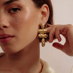 Molten Cross Drop Earrings