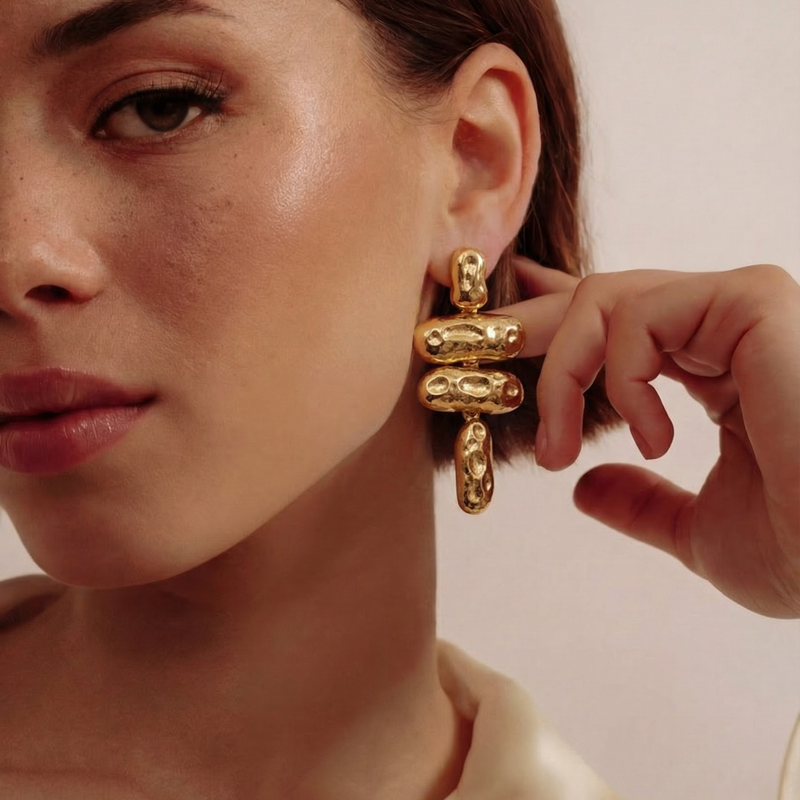 Molten Cross Drop Earrings