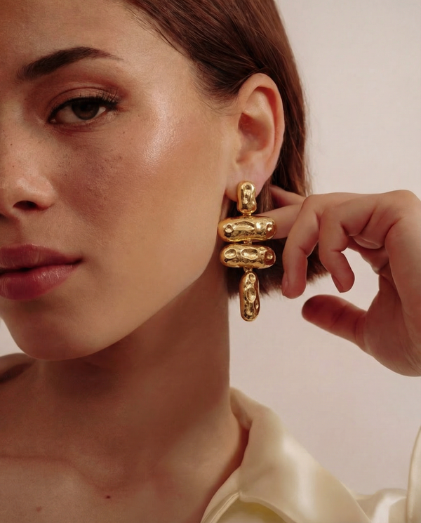 Molten Cross Drop Earrings