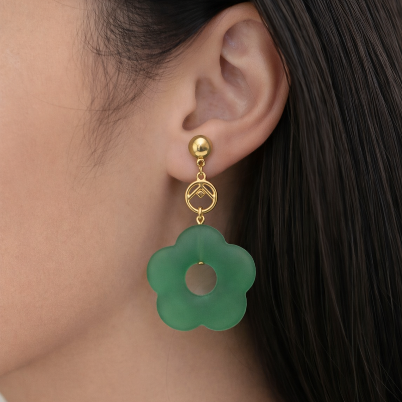 Emerald Bloom Drop Earrings