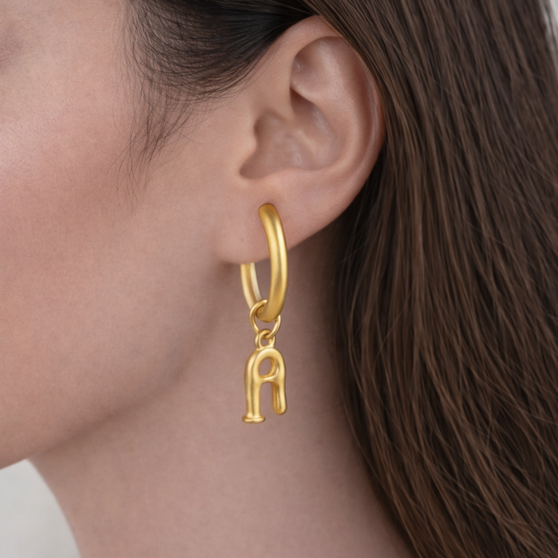 Arc Drop Hoop Earrings