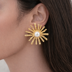 Pearl Sunburst Earrings