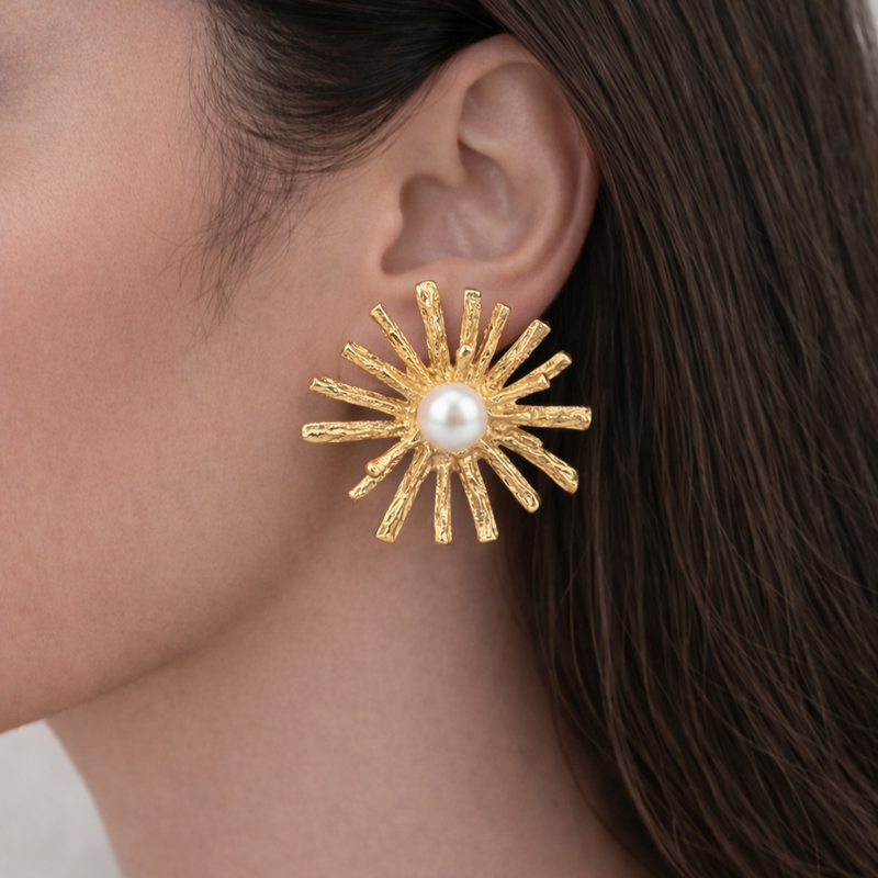 Pearl Sunburst Earrings