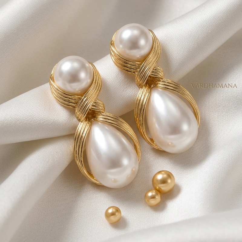 Ivory Knot Pearl Drop Earrings